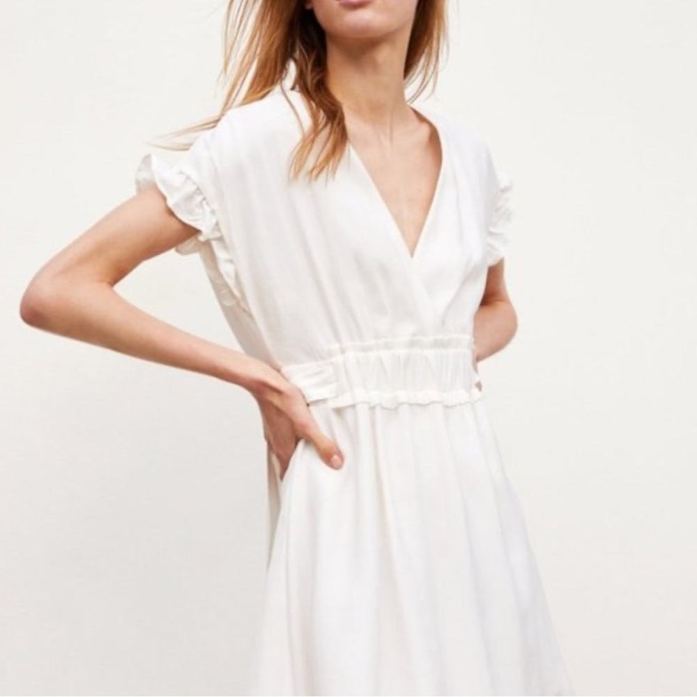 Zara White Ruffle Dress - Picture 5 of 9